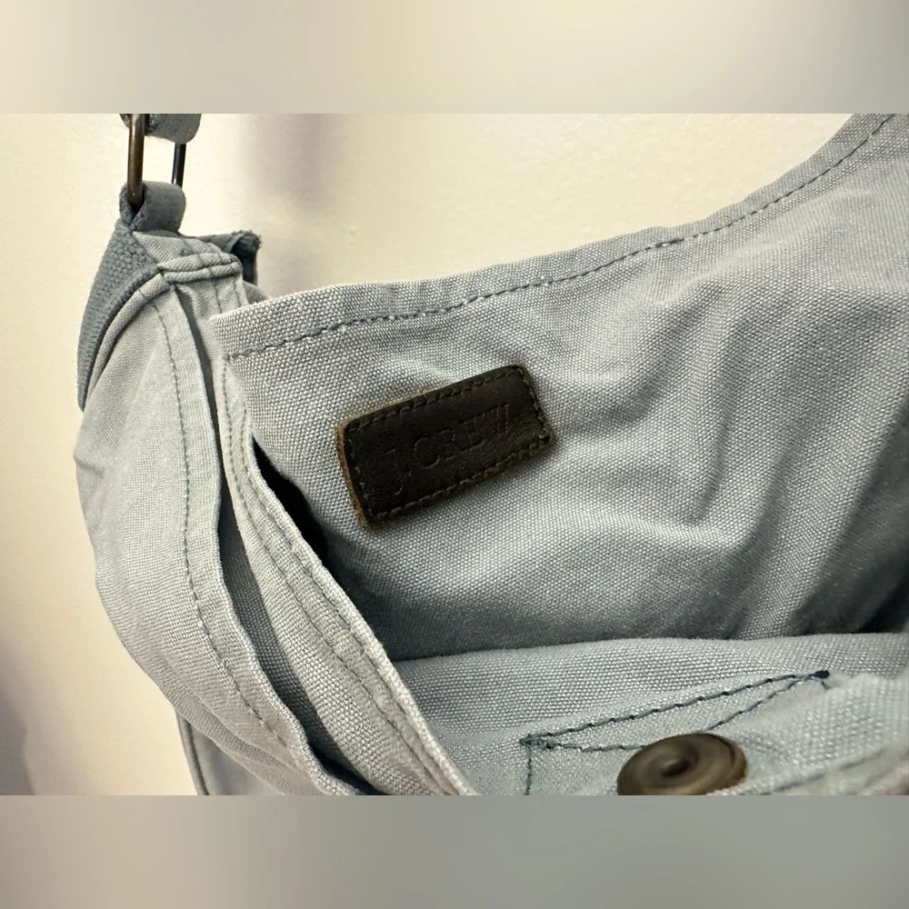 J. CREW Canvas Messenger Bag - Light Blue